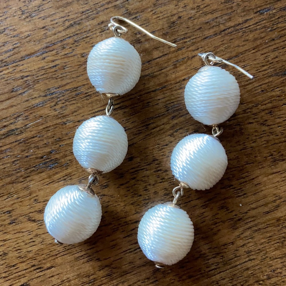 J. Crew White Ball Earrings